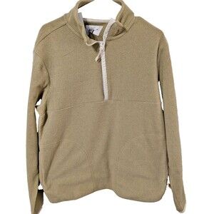 NWT Goodfellow Mens 1/4 Zip Beige Pullover Sweater M Pockets Sherpa Collar